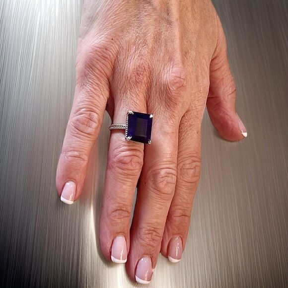 Natural Solitaire Sapphire Ring 6.5 14k W Gold 7 TCW Certified $3,150 310545 - Picture 10 of 15